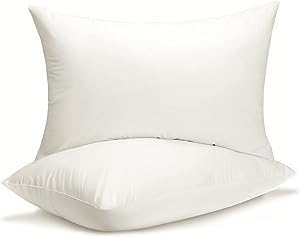 QUBA LINEN Queen Size Bed Pillows - Set of 2, Medium Density, Soft and Supportive for Back, Side, and Stomach Sleepers (Queen (Pack of 2)) (White, Pack of 2) - LeafyLoom