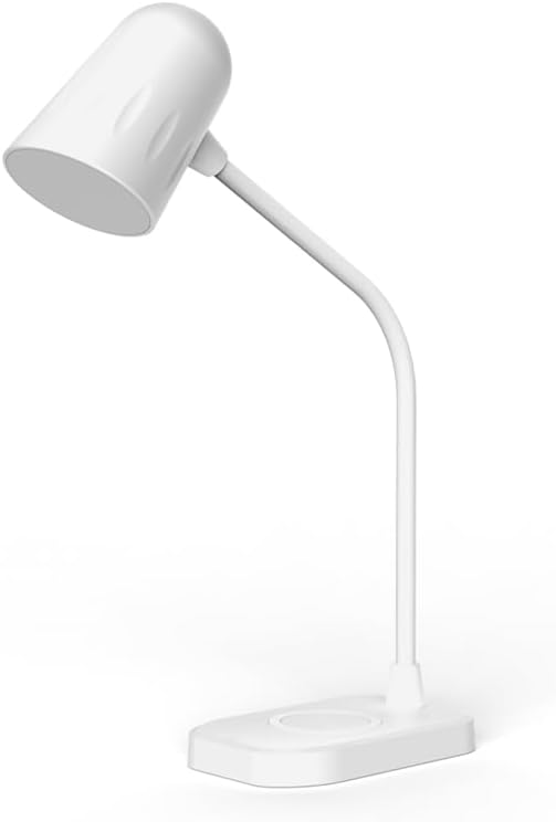 M2 Modern Desk Lamp with 10W Wireless Charging, Bluetooth Speaker, Adjustable Multi-Angle Illumination, 3 Light Color Modes, Dimmable Brightness - Perfect for Office Desk or Bedroom Nightstand(White) - LeafyLoom