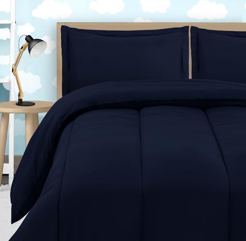 Utopia Bedding All Season Navy Comforter Set with 2 Pillow Cases, 3 Piece Soft Brushed Microfiber Kids Bedding Set for Boys/Girls, Machine Washable (Twin, Pack of 6) - LeafyLoom