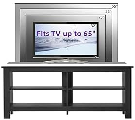 Panana Black TV Stand for 50 inch TV, Storage Shelves, Entertainment Center, Media Console, Living Room, Bedroom - LeafyLoom