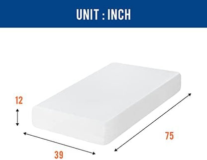 Twin Mattress 12 inch Gel Memory Foam Mattress Medium Firm Mattresses for Cool Sleep Relieving Pressure Relief CertiPUR-US Certified Mattress in a Box - LeafyLoom