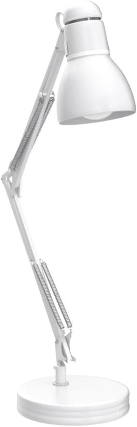 Globe Electric 52024 28" Swing Arm Desk Lamp, Matte White, On/Off Rotary Switch on Shade, Partially Adjustable Swing Arm, Home Office Accessories, Lamp for Bedroom, Home Improvement, Home Décor - LeafyLoom