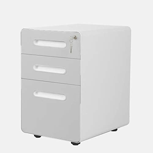 ApexDesk 3-Drawer Vertical Metal Mobile File Cabinet with Locking Keys - Light Gray Front Panel/White Body - LeafyLoom