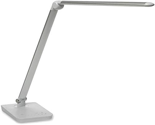 Safco Products 1001SL Vamp LED Modern ABS Desk Lamp with USB Port and Dimmer Switch, Silver - LeafyLoom