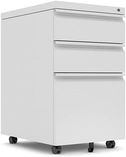 Mobile File Cabinet Under Desk, 3 Drawers Metal File Cabinet with Wheels, Rolling Filing Cabinets with Lock for Home Office Letter/Legal/A4 - LeafyLoom