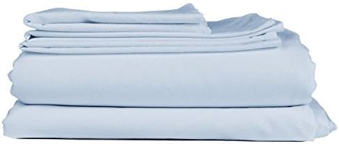 THREAD SPREAD 100% Egyptian Cotton Sheets Queen Size - 600 Thread Count Sheets Queen, 4 PC Luxury Sheets Queen Size, Soft, Cooling Sateen Weave Deep Pocket Sheet, Fits Mattress upto 18"- Light Blue - LeafyLoom