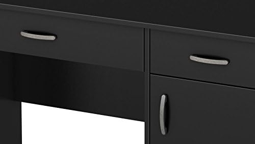 South Shore Small Computer Desk with Drawers, Pure Black - LeafyLoom