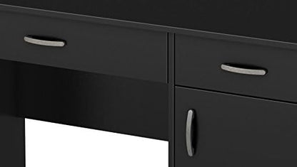 South Shore Small Computer Desk with Drawers, Pure Black - LeafyLoom