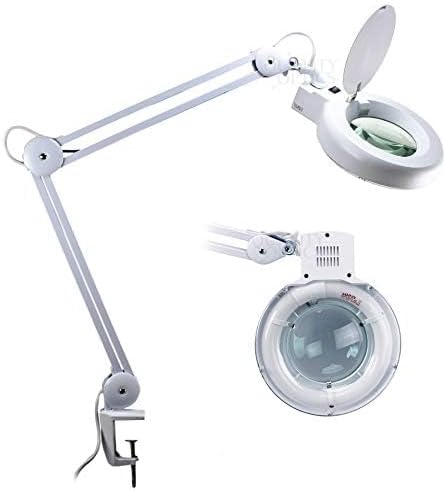 Desk Clamp Mount Magnifier Lamp Light Magnifying Glass Lens LED 8 Diopter - LeafyLoom