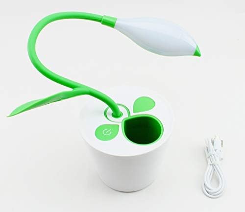 LED Desk Lamp Eye-caring Night Light Pea Sprout Table Lamp Touch Control with 3 Brightness Levels Light Home Decor, with Storage Space Pen Holder - LeafyLoom