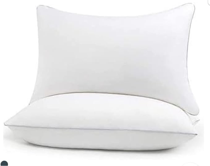 QUBA LINEN Queen Size Bed Pillows - Set of 2, Medium Density, Soft and Supportive for Back, Side, and Stomach Sleepers (Queen (Pack of 2)) ((K-White), Pack of 2) - LeafyLoom