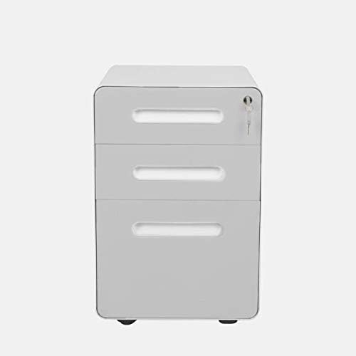 ApexDesk 3-Drawer Vertical Metal Mobile File Cabinet with Locking Keys - Light Gray Front Panel/White Body - LeafyLoom