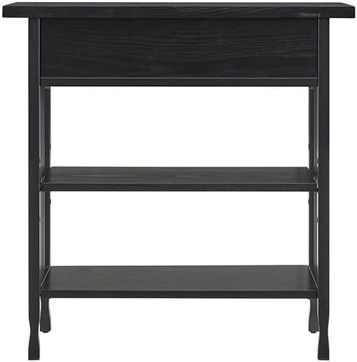 Leick Home 11261-BK Ironcraft Rustic Foyer Bookcase with Drawer Storage, Black Wash - LeafyLoom