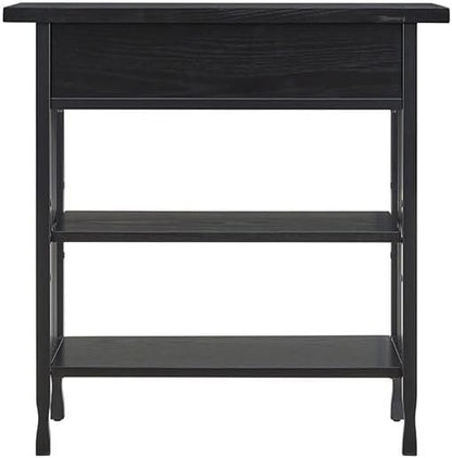 Leick Home 11261-BK Ironcraft Rustic Foyer Bookcase with Drawer Storage, Black Wash - LeafyLoom