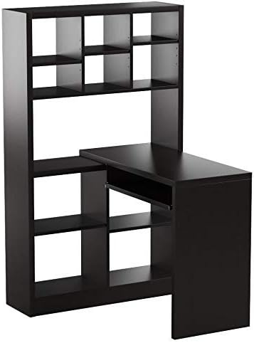 Monarch Specialties I Storage-Bookcase Left Or Right Set Up-Corner Desk with Multiple Adjustable Shelves, 60"L, Cappuccino - LeafyLoom