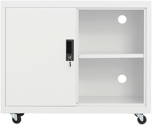 Metal Mobile Lateral File Cabinet, Storage Locker,Printer Stand with Open Storage Shelves for Office,School,Home,Living Room. (White) - LeafyLoom