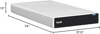 LUCID 10 Inch Memory Foam Mattress - Medium Feel - Infused with Bamboo Charcoal and Gel - Bed in a Box - Temperature Regulating - Pressure Relief - Breathable - Twin Size - LeafyLoom