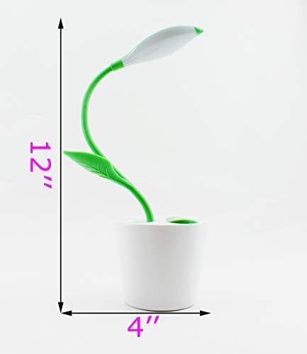 LED Desk Lamp Eye-caring Night Light Pea Sprout Table Lamp Touch Control with 3 Brightness Levels Light Home Decor, with Storage Space Pen Holder - LeafyLoom