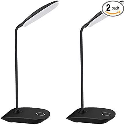 DEEPLITE LED Desk Lamp with Flexible Gooseneck 3 Level Brightness, Battery Operated Table Lamp 5W Touch Control, Compact Portable lamp for Dorm Study Office Bedroom(Set of 2) - LeafyLoom