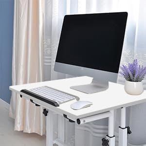 DlandHome Mobile Standing Desk Stand Up Desk Rolling Desk, Stand Sit Desk Mobile Computer Desk Adjustable Standing Desk 23.6inches Table Workstation Mobile Desk Cart Tray White - LeafyLoom