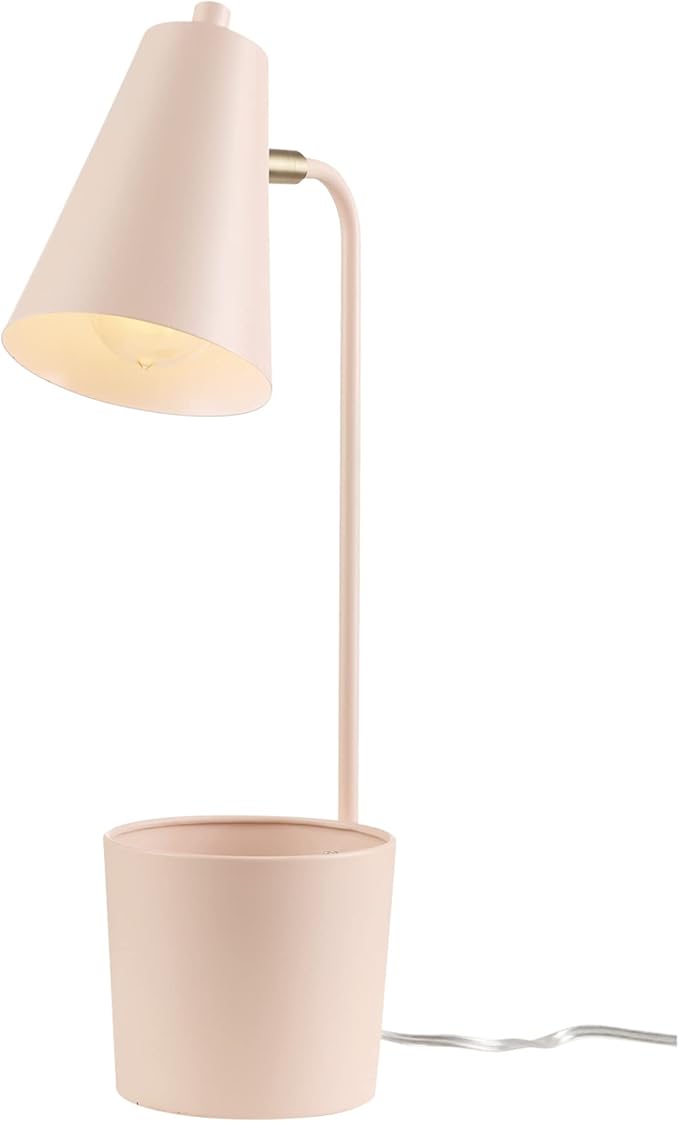 Globe Electric 30295 Taylor 18" Organizer Desk Lamp, Matte Pink, Brass Pivot Joint, On/Off Rotary Switch at Shade - LeafyLoom