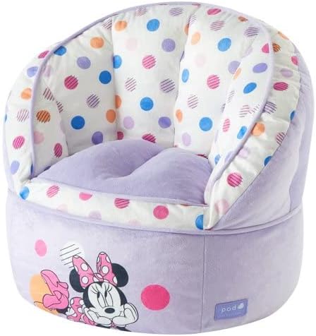 Idea Nuova Disney Minnie Mouse Purple with Polka Dots Round Bean Bag Chair for Kids, Ages 3+, Large - LeafyLoom