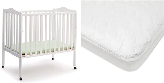 Delta Children Folding Portable Mini Baby Crib with Mattress + American Baby Waterproof Mini Crib Mattress Protector - LeafyLoom