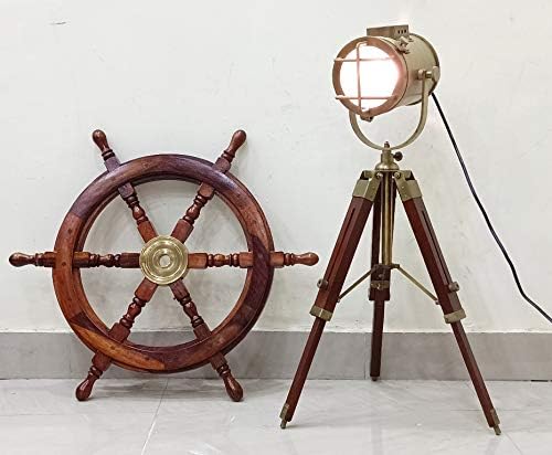 THOR INSTRUMENTS Antique Marine Small Desk Spotlight Maritime Brown Tripod Nautical Office Lamp Rustic Vintage Home Decor Gifts - LeafyLoom