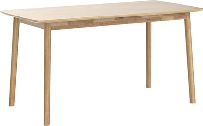 Livinia Aslan 59" Malaysian Oak Rectangular Wooden Dining Table/Large Solid Wood Kitchen Desk (Natural Oak) - LeafyLoom