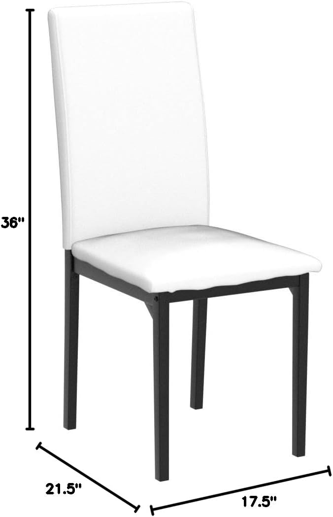 Roundhill Furniture Noyes Faux Leather Metal Frame Dining Chair, White - LeafyLoom