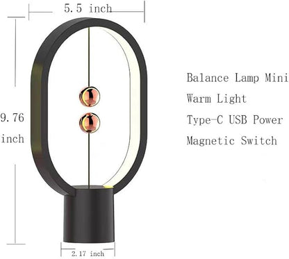 Small Table Lamp - Mini Balance Lamp,Birthday Gifts, Bedside Lamp, Nightstand Lamp,Plug in Night Light,Magnetic Lamp for Home,Office,College Dorm (Black Color) - LeafyLoom