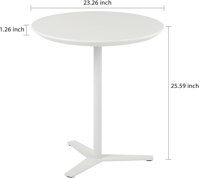 23 inch Round End Table, Pedestal Side Table, Coffee Table for Living Room Sofa (White) - LeafyLoom