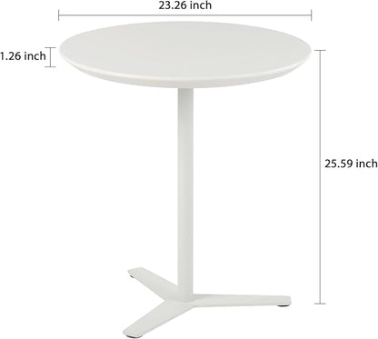 23 inch Round End Table, Pedestal Side Table, Coffee Table for Living Room Sofa (White) - LeafyLoom