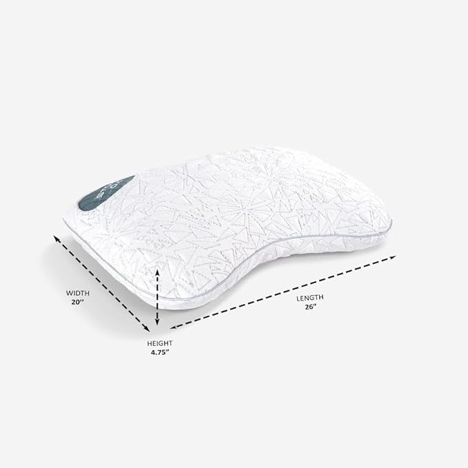 Bedgear Storm Cuddle Curve Performance Pillow - Size 0.0 - Cooling Bed Pillow for Side Sleepers - Medium Firm - Hypoallergenic, Washable and Removable Cover - LeafyLoom