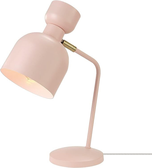 Globe Electric 52297 Harper 16" Desk Lamp, Matte Pink, Matte Brass Pivot Joint, in-Line On Off Switch - LeafyLoom