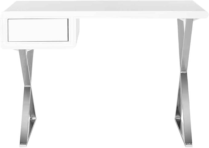 Safavieh Home Collection Hanover Desk, White/Chrome - LeafyLoom