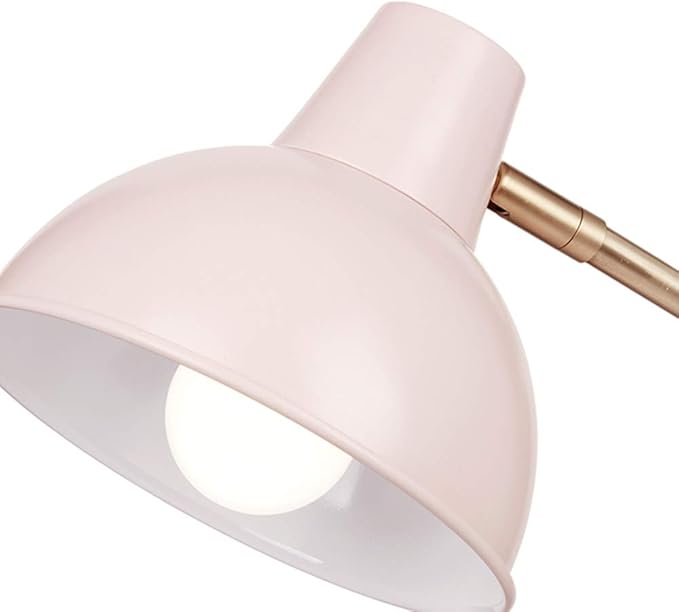 Globe Electric 67339 16" Desk Lamp, Matte Rose, Gold Arm, Clear Cord, in-Line On/Off Switch, Office Decor, Home Essentials, Reading Light, Room Lighting, Dorm - LeafyLoom