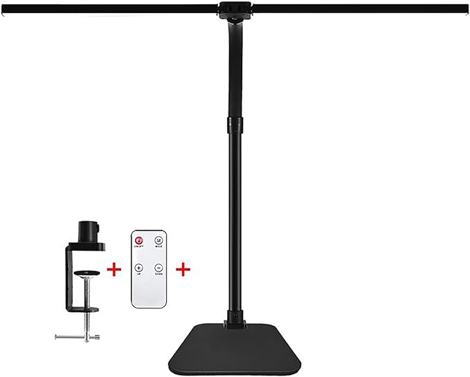 Double Head LED Desk Lamp with Anti-Glare Cover Computer Desk Lamp for Home Office 24W Brightest Desk Light Office Lamp for Workbench Drafting Architect with Clamp and Base - LeafyLoom