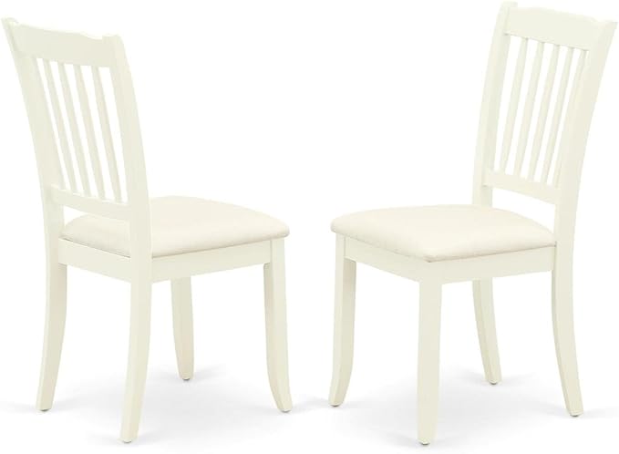 East West Furniture DAC-LWH-C Danbury Dining Room Chairs - Linen Fabric Upholstered Wooden Chairs, Set of 2, Linen White - LeafyLoom