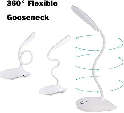 LED Table Lamp,Portable Eye-Protected Flexible Gooseneck Small Desk Lights for Dorm Study Office Bedroom-USB and 3 AA Batteries Powered-Not Include Batteries (2 Pack) - LeafyLoom