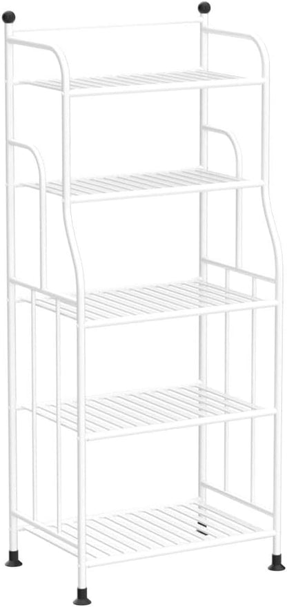 Shelving Unit Bakers Rack Metal Storage Shelves Laundry Shelf Organizer Standing Shelf Units for Laundry Kitchen Bathroom Pantry Closet Indoor and Outdoor (5 Tier, White) - LeafyLoom