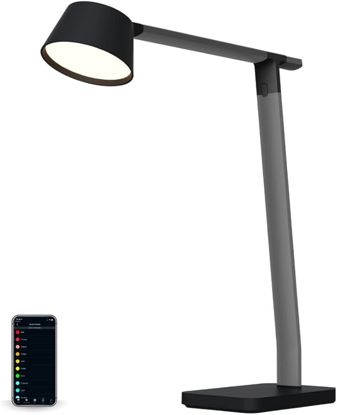 BLACK+DECKER Verve Designer Smart Desk Lamp, Works with Alexa, Auto-Circadian Mode, True White LED + 16M RGB Colors, USB Charging Port, - LeafyLoom