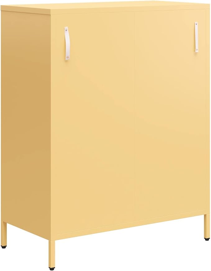 Mr. Kate Annie Short Metal 2 Door Cabinet, Sunny Yellow - LeafyLoom