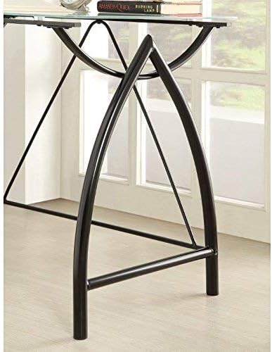 OSP Home Furnishings Newport L-Shaped Computer Desk with Frosted Tempered Glass Top and Black Powder Coated Steel Frame (NWP25L-BK) - LeafyLoom