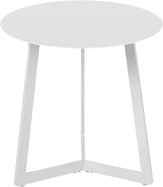 17.7 inch Round End Table, Modern Metal Side Table, Coffee Table for Living Room Sofa Small Coffee Table, Easy to Assemble (White) - LeafyLoom