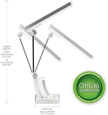 OttLite 13W Slimline Desk Lamp - Home, Office, Bedroom, or Reading (White) - LeafyLoom