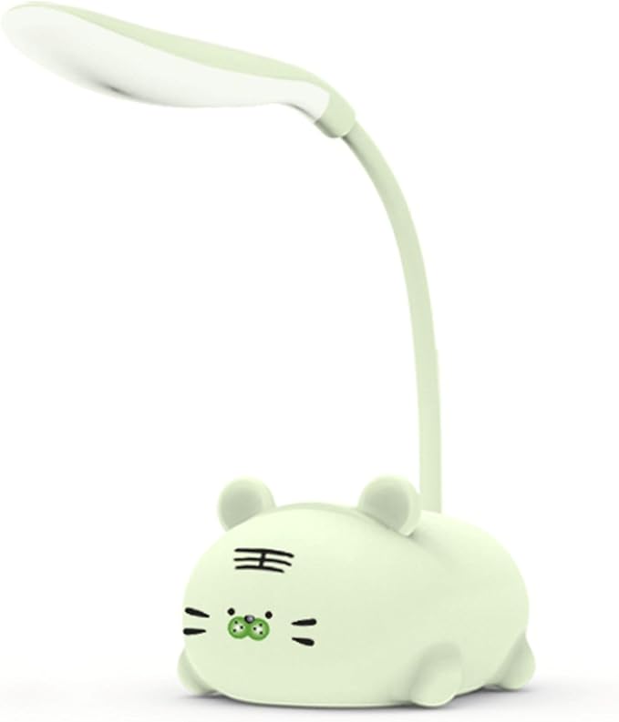 Kids Lamp, Cute LED Desk Lamp for Kids, Mini Animal Night Light, USB Rechargeable Flexible Cartoon Lamp Eye-Care Lighting for Bedroom (Tiger G, Green) - LeafyLoom