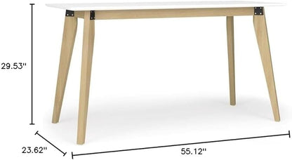 HON Basyx BSX55WPLTWH Modern Home Office Wood Computer Desk, 55", White - LeafyLoom