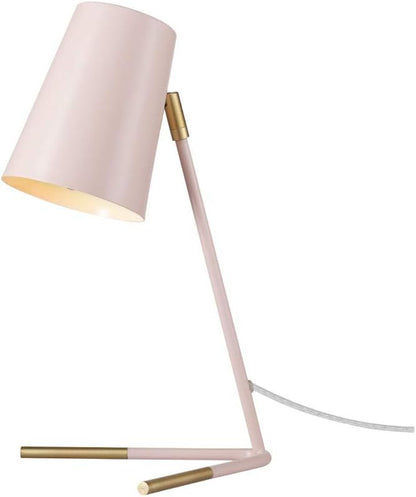 Globe Electric 67338 Novogratz x Globe Dobby 16" Desk Lamp, Matte Rose, Matte Gold Legs, Clear Cord, in-Line On/Off Switch, Pink - LeafyLoom