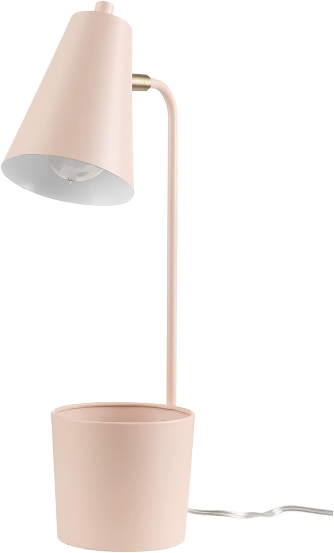 Globe Electric 30295 Taylor 18" Organizer Desk Lamp, Matte Pink, Brass Pivot Joint, On/Off Rotary Switch at Shade - LeafyLoom